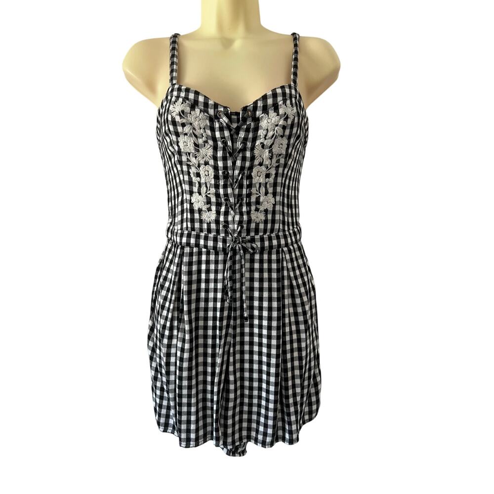Hollister- Gingham Black and White Romper Size Small